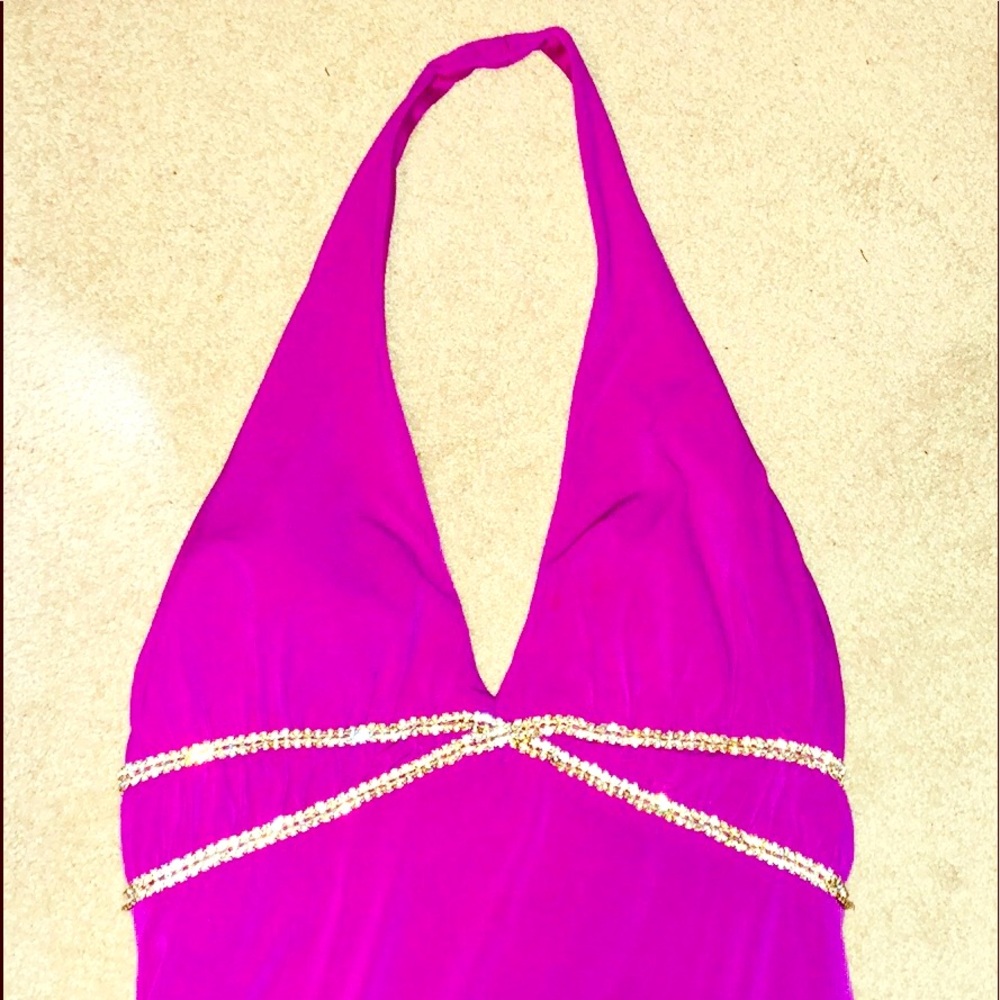 Long Halter Dress, Diamond Rhinestones Size 4